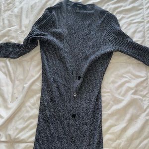 Grey and black button down duster